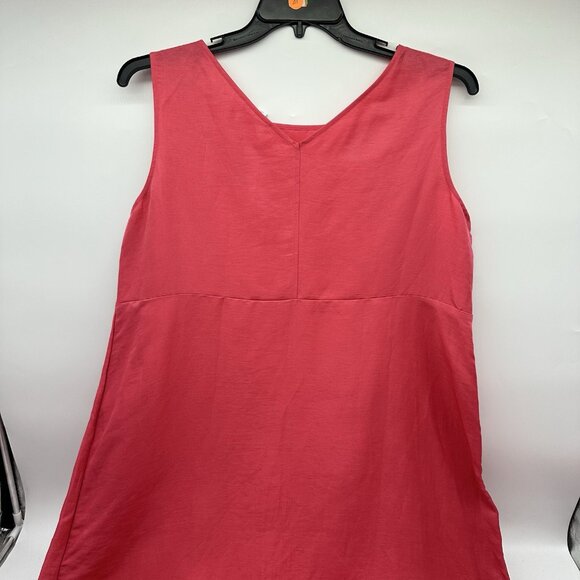 J. Jill Elliptical-Hem Size XLP Petite Strawberry Linen Blend A-Line Midi Dress - Picture 13 of 13